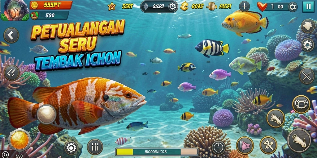 Tampilan seru gameplay Tembak Ikan di 55RT.