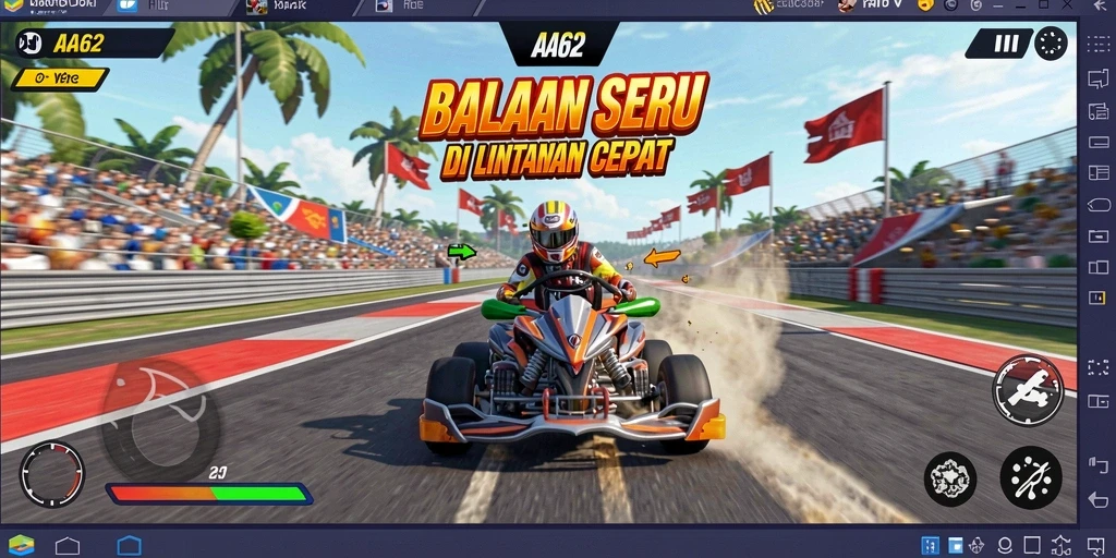 Gameplay balapan yang seru dan menegangkan di AA62.