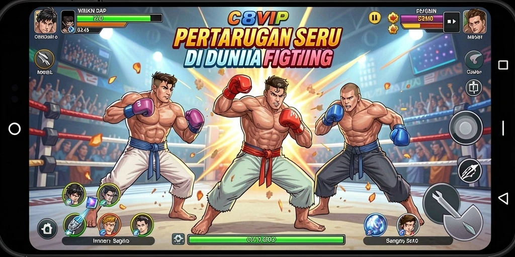 Screenshot utama C8VIP menampilkan aksi pertarungan yang mendebarkan.