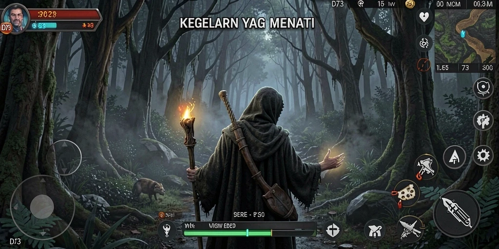 Tampilan gameplay D73 yang mencekam dan menegangkan.