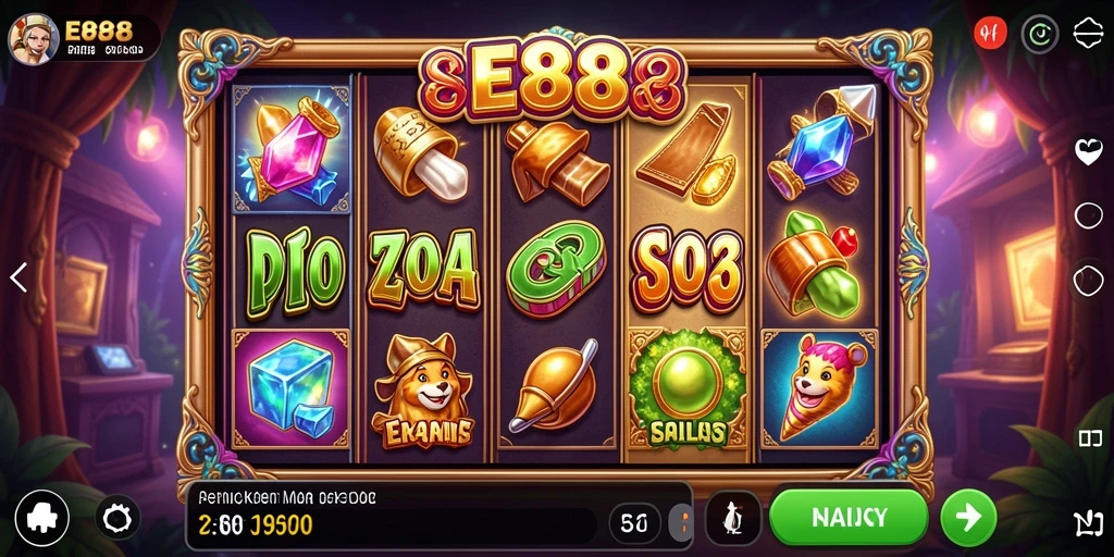 Tampilan gameplay E88 yang menarik dan penuh warna dalam permainan Slot.