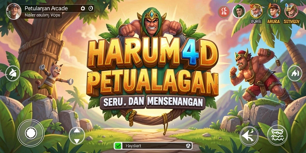Screenshot utama HARUM4D menampilkan gameplay Arcade yang seru dan penuh aksi.