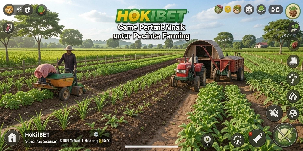 Gambar tampilan gameplay HOKIBET dengan aktivitas bertani yang seru.