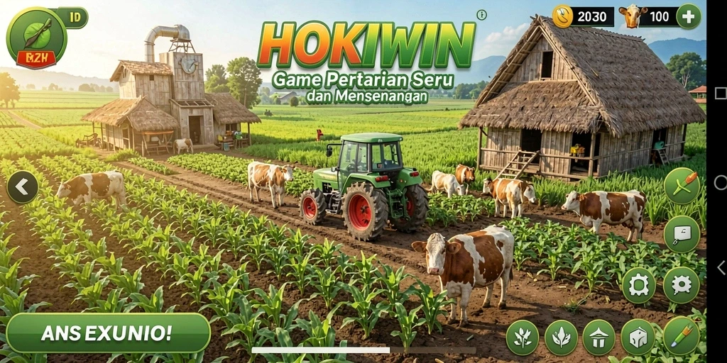 Tampilan gameplay HOKIWIN yang menarik dengan nuansa pertanian.