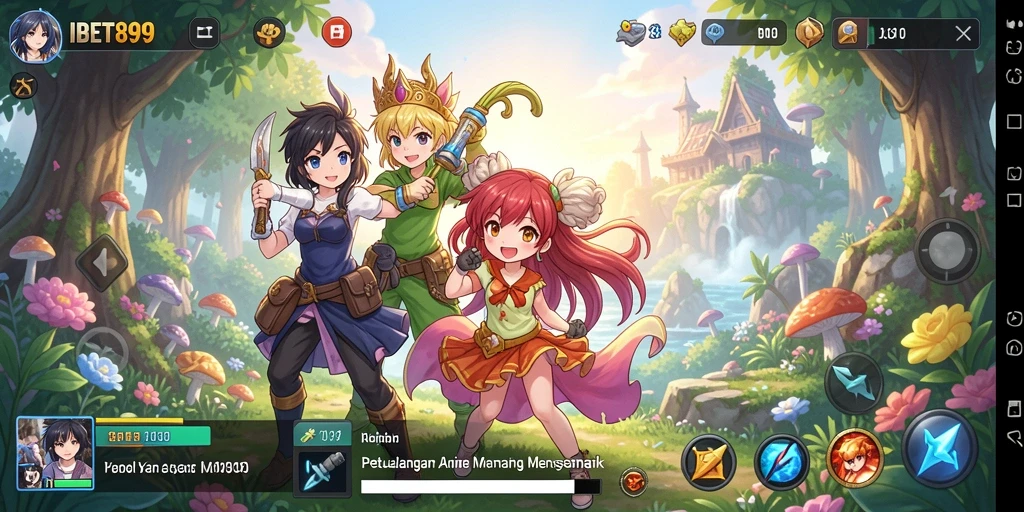 Screenshot IBET899 menampilkan karakter anime dalam aksi seru.