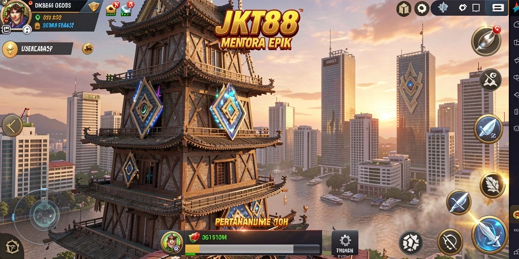 Screenshot permainan JKT88 menampilkan aksi seru Tower Defense.