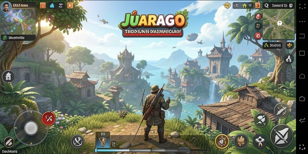 Screenshot menarik dari gameplay JUARAGO yang menampilkan eksplorasi dunia terbuka.