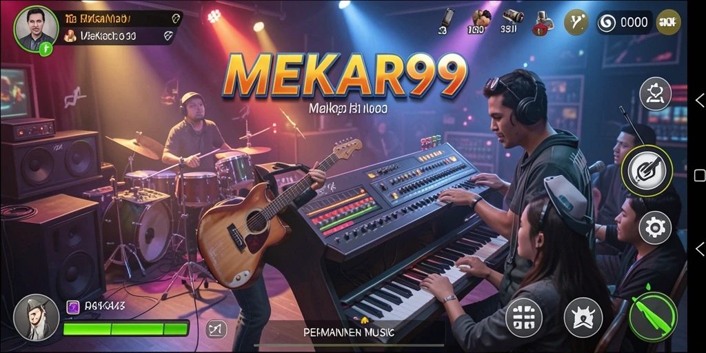 Screenshot MEKAR99 menampilkan gameplay seru dengan musik yang menggugah semangat.