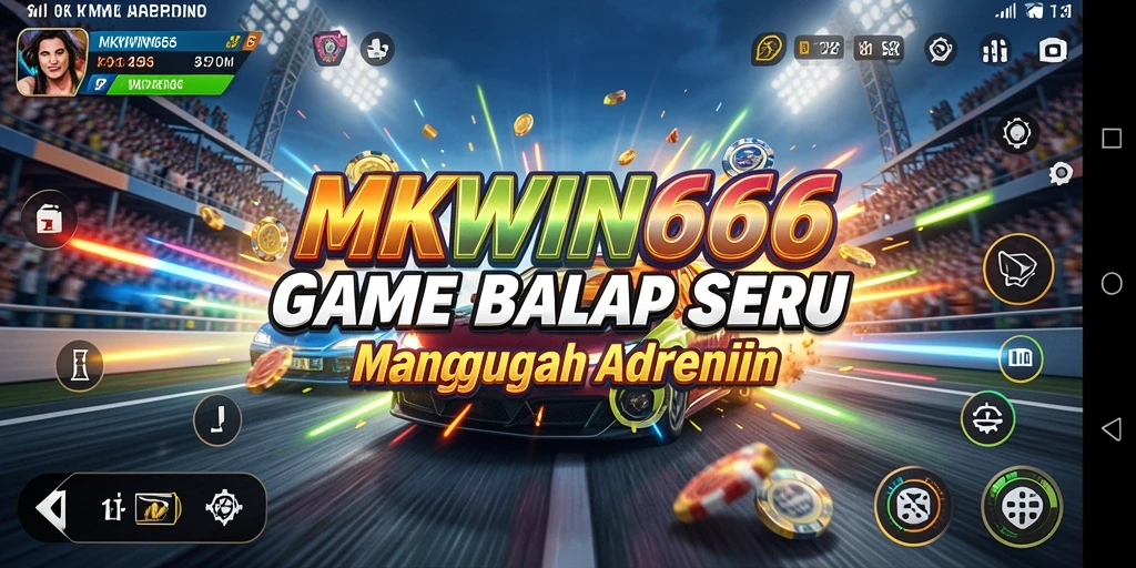 Gameplay seru MKWIN666 dengan mobil balap yang cepat.