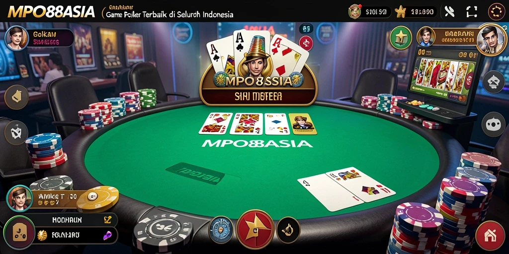 Tampilan gameplay mendebarkan dari MPO88ASIA dengan suasana poker yang nyata.