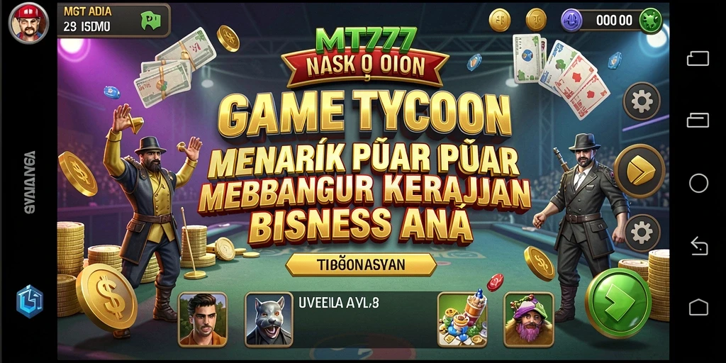 Tampilan gameplay MT777 yang menunjukkan keseruan membangun kerajaan bisnis.