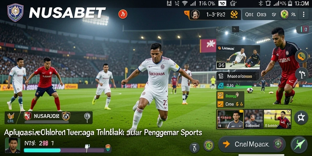Screenshot NUSABET menunjukkan aksi permainan olahraga yang mendebarkan.