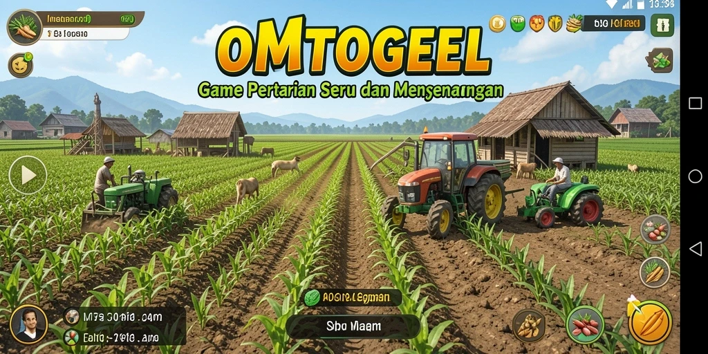 Screenshot gameplay OMTOGEL menampilkan aktivitas bertani yang menyenangkan.