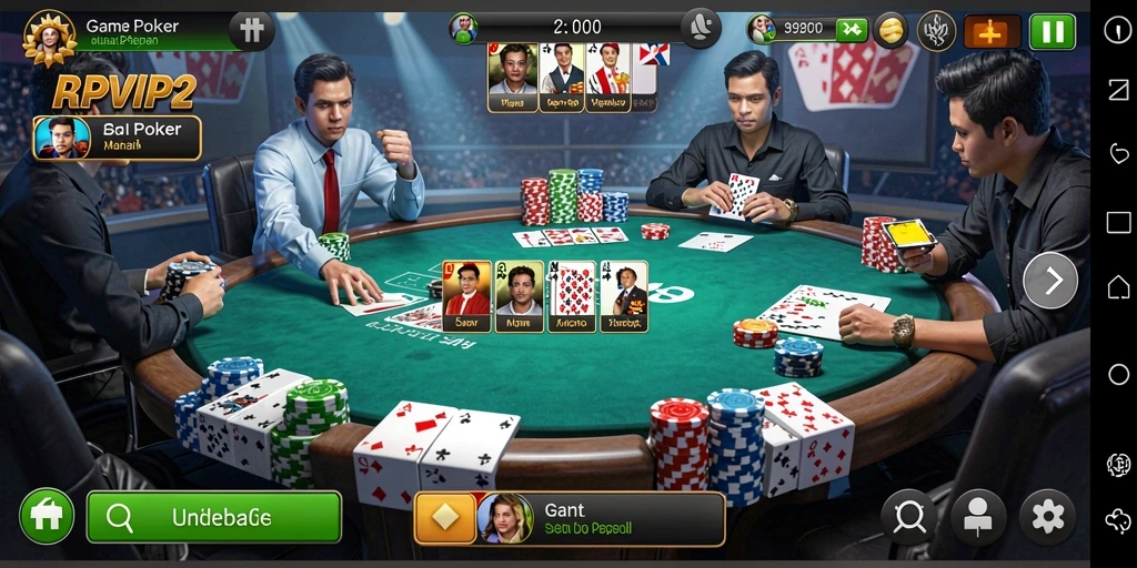 Screenshot gameplay RPVIP2 yang menampilkan aksi Poker seru.