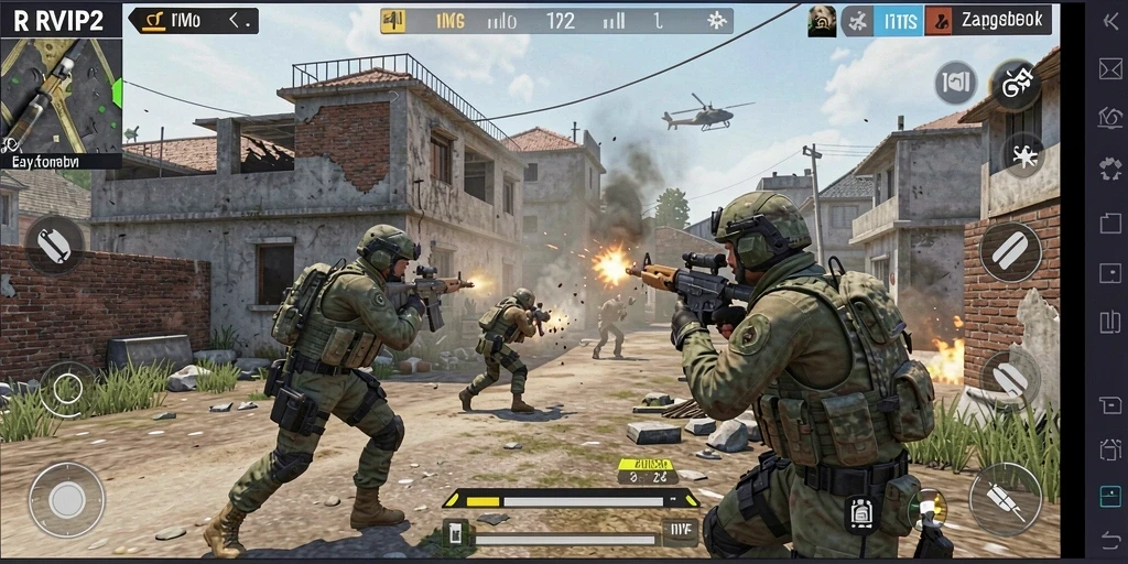 Tampilan gameplay menegangkan dari RVIP2 saat aksi tembak-tembakan berlangsung.