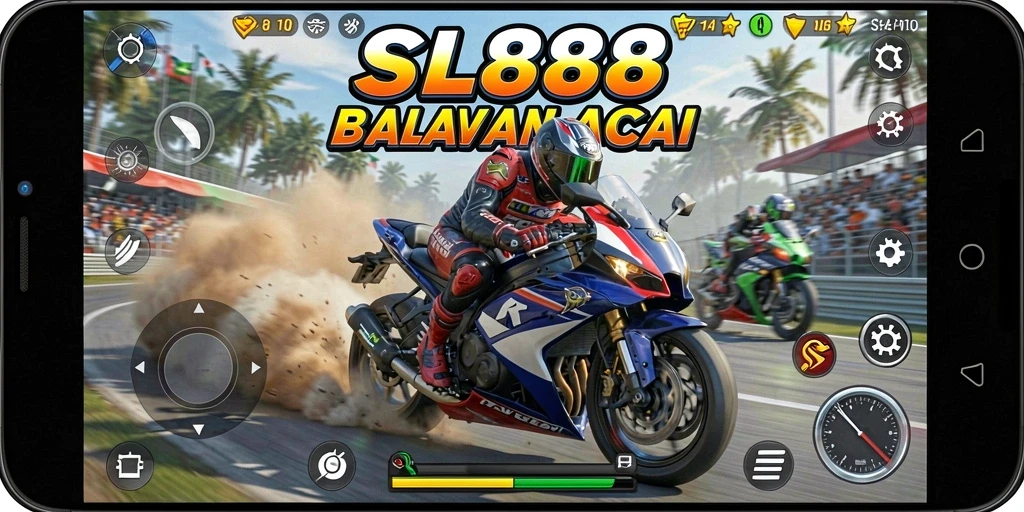 Screenshot dari gameplay balapan motor yang menarik di SL888.