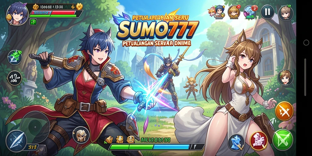 Tangkapan layar gameplay <strong>SUMO777</strong> yang menunjukkan karakter Anime beraksi.