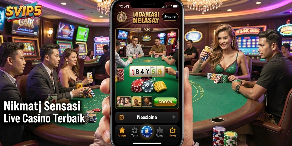Tampilan gameplay SVIP5 yang mendebarkan dan interaktif di Live Casino.