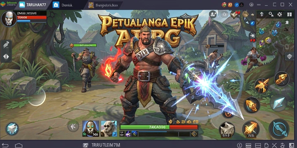 Screenshot TARUHAN77 menunjukkan aksi pertempuran epik di dunia ARPG.