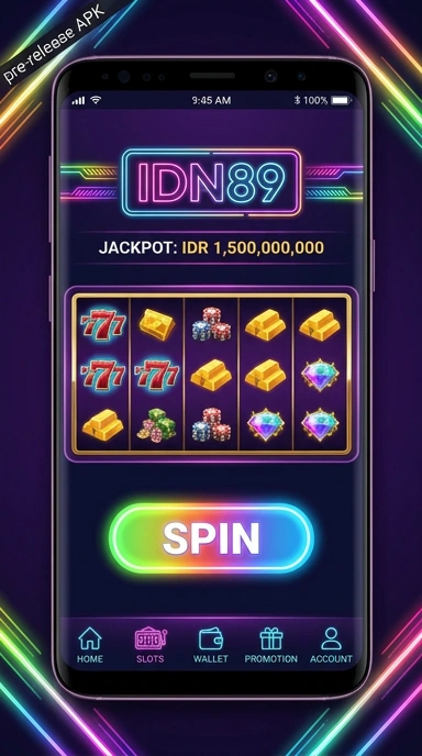 Tampilan awal aplikasi idn89 yang menarik.
